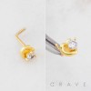 HEART WITH BEZEL CZ 316L SURGICAL STEEL L-SHAPE NOSE RING